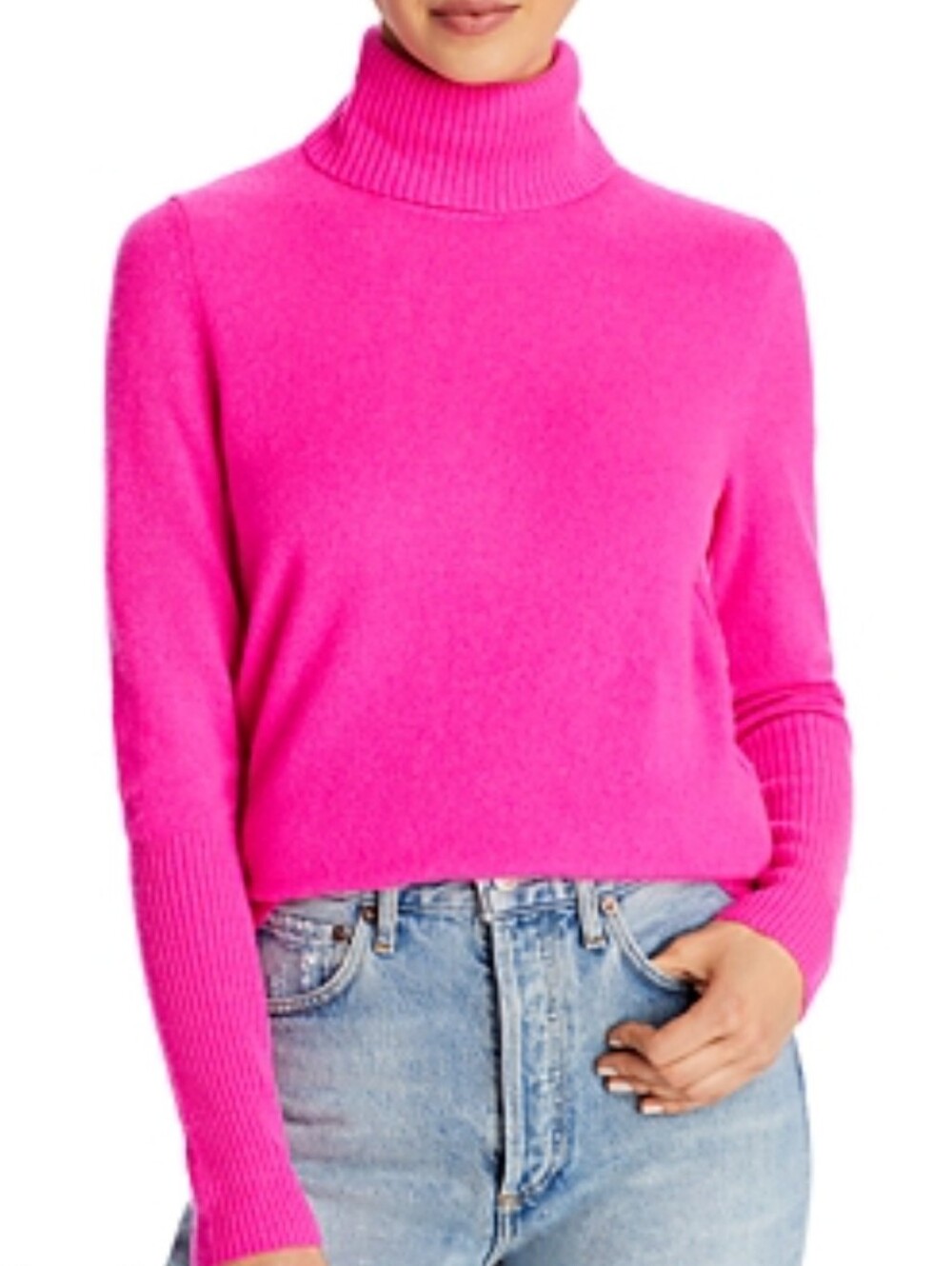 Aqua Cashmere Cashmere Turtleneck Sweater Pink 100% Exclusive Women Sweater Sm